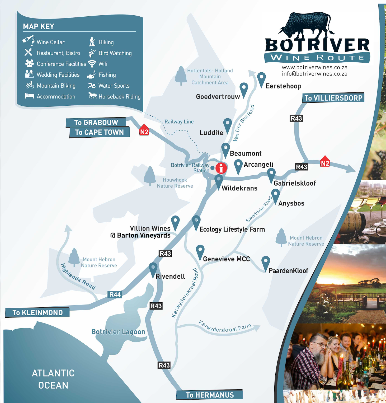 Map of Bot River Wine Route