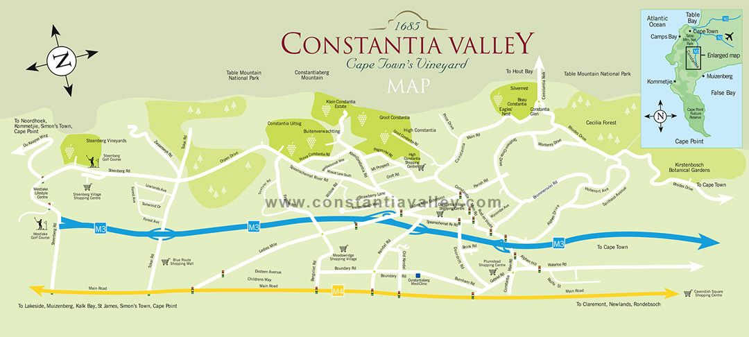 Map of the Constantia Valley