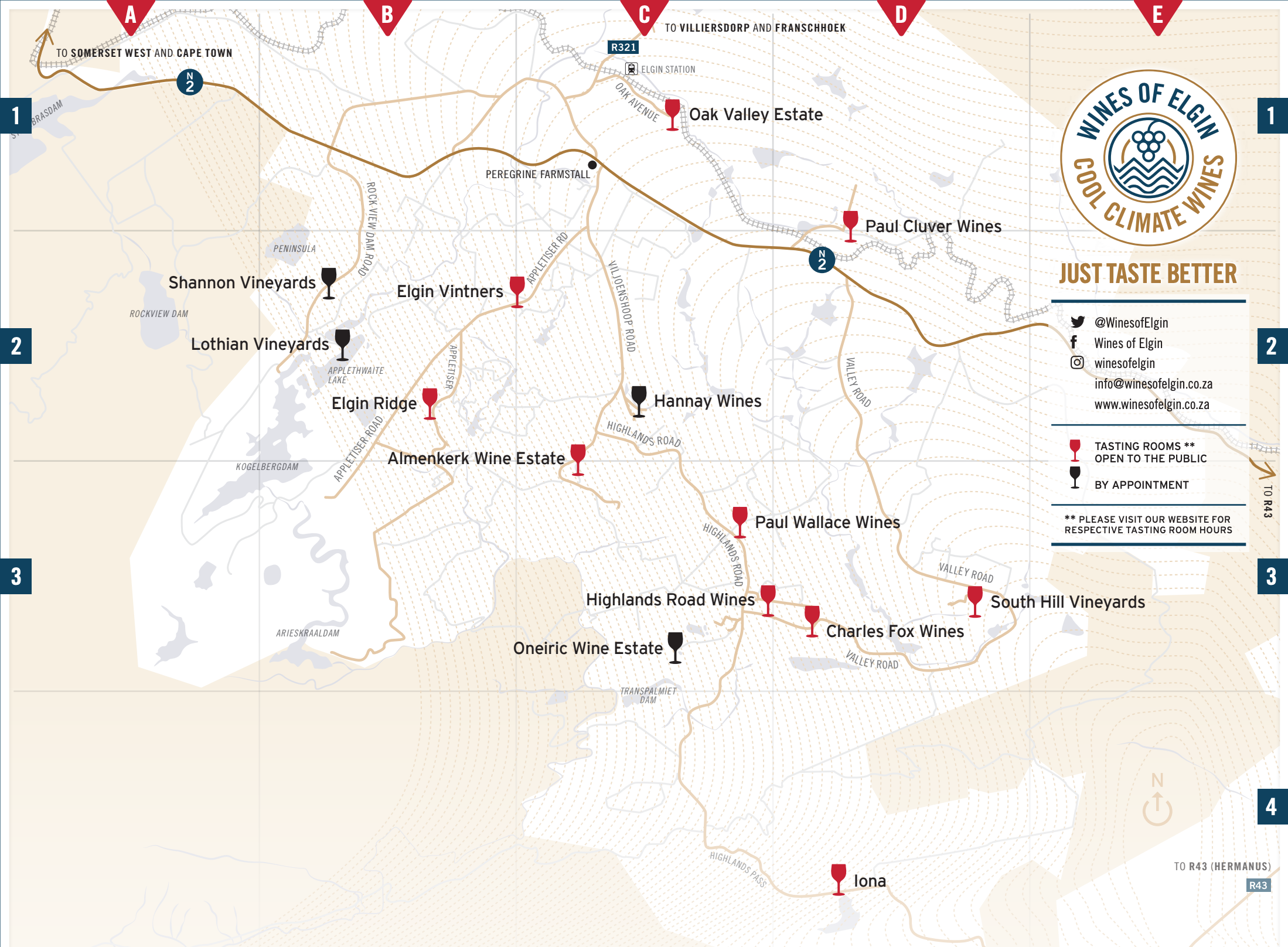 Wines of Elgin Wine Route Map