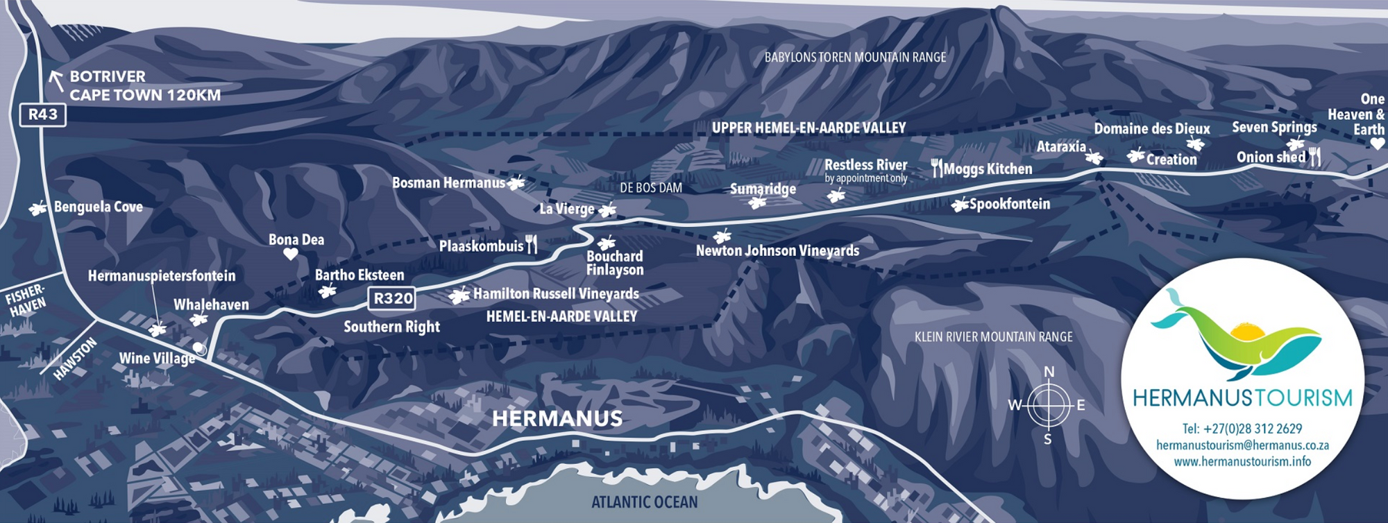 Map of Hemel-en-Aarde Wine Route