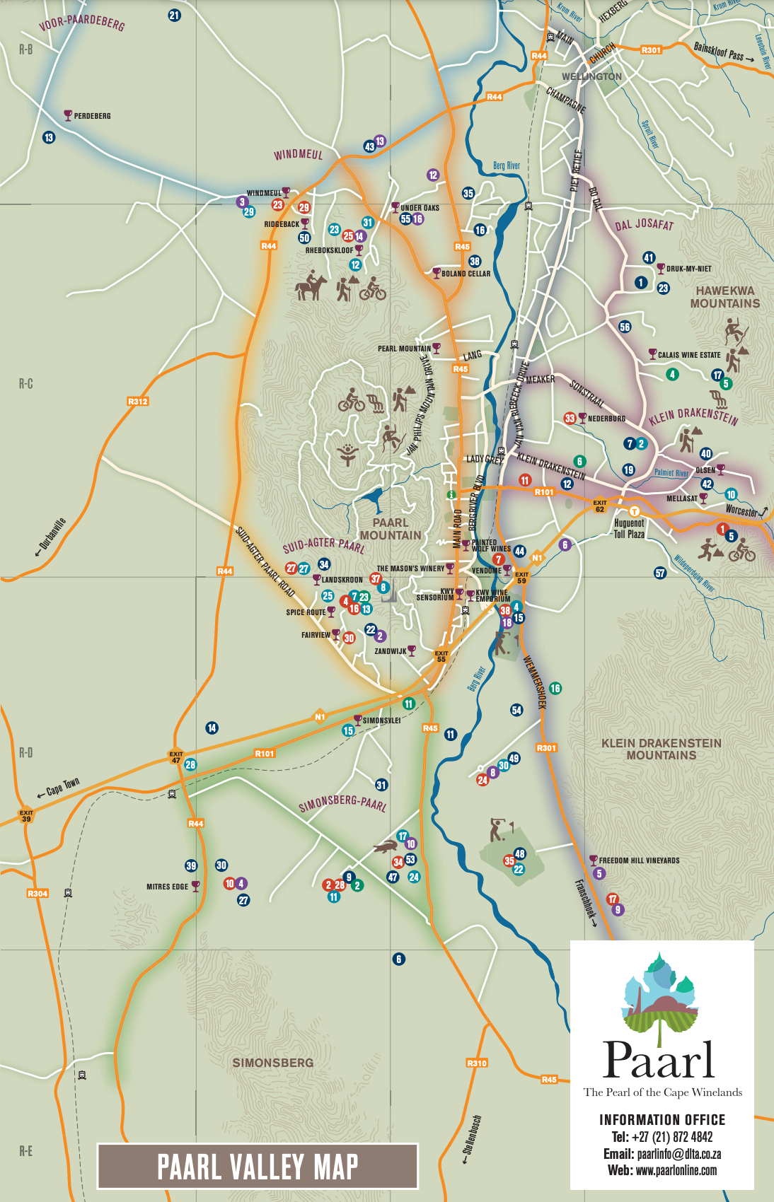 Map of the Paarl Wine Route