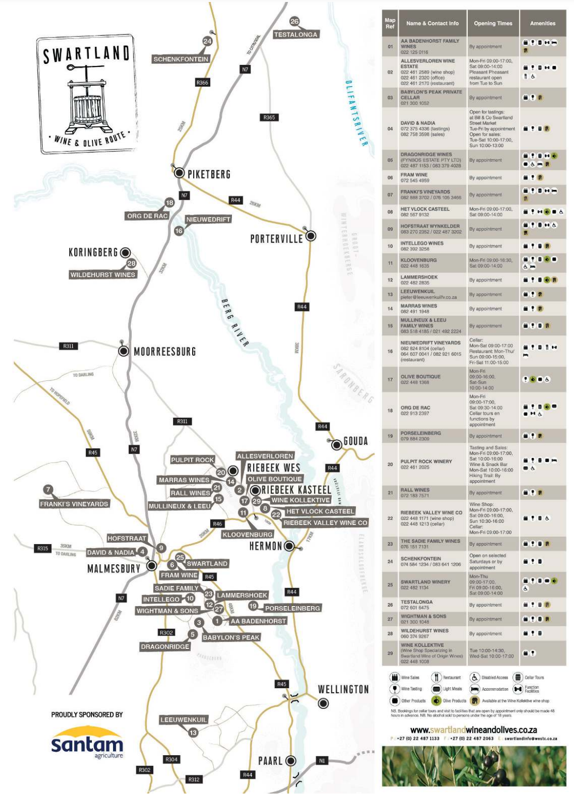 Swartland Wine & Olive Route Map