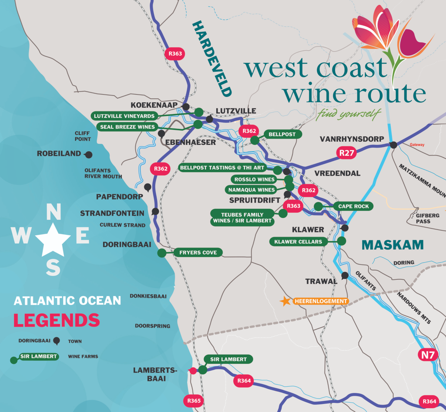 Map of West Coast Wine Route