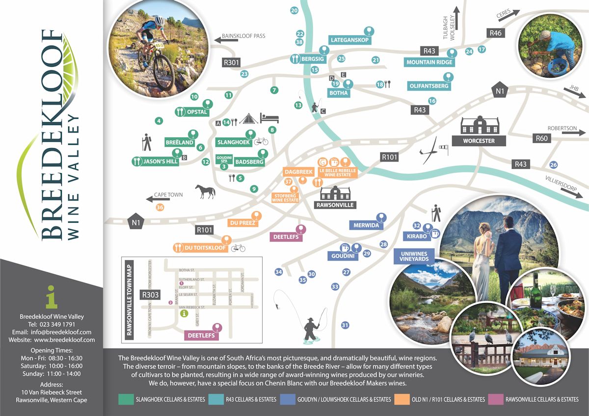 Map of the Breedekloof Wine Valley